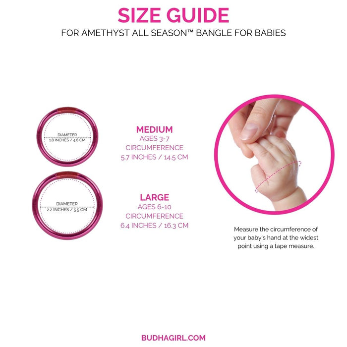 Amethyst Purple All Season Bangle Bracelet for Babies (size guide) | BuDhaGirl