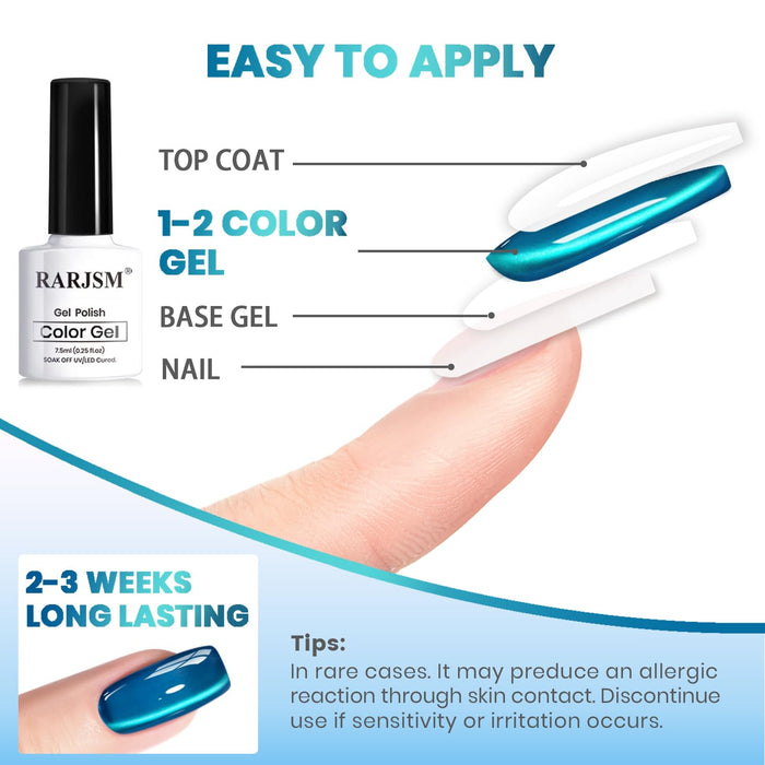 Easy to apply cat eye gel polish top coat 1-2 color gel base gel nail 2-3 weeks long-lasting tutorial