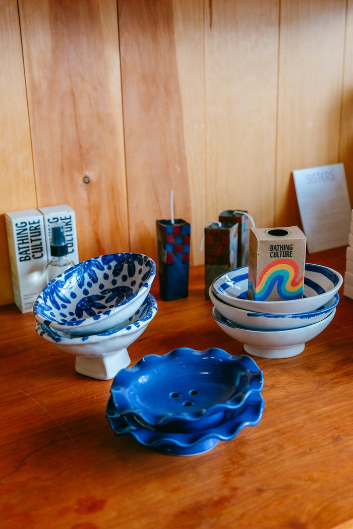 Blue Spiral Soap Dish