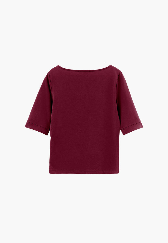 Boat Neck Half Sleeve Bodycon T-Shirt - PURPLE POTION