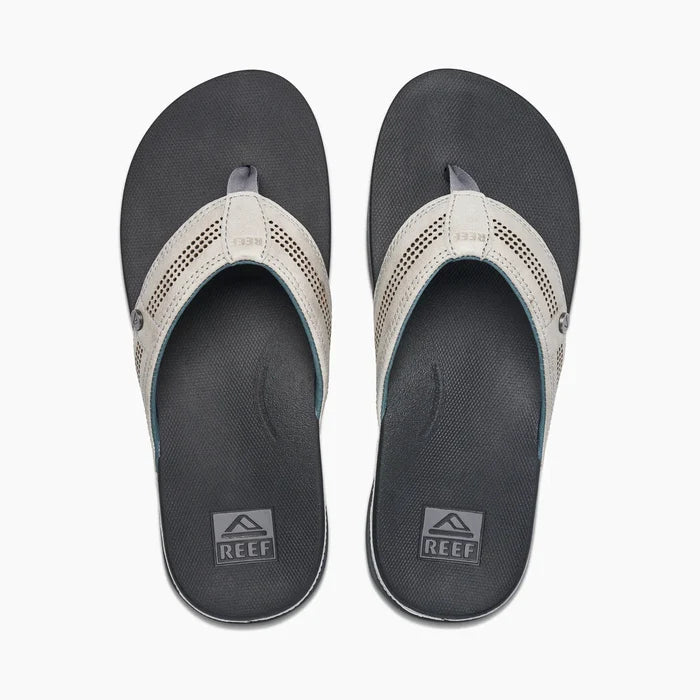 Reef Cushion Lux sandal, smoke gray men’s leather flip flops size 8