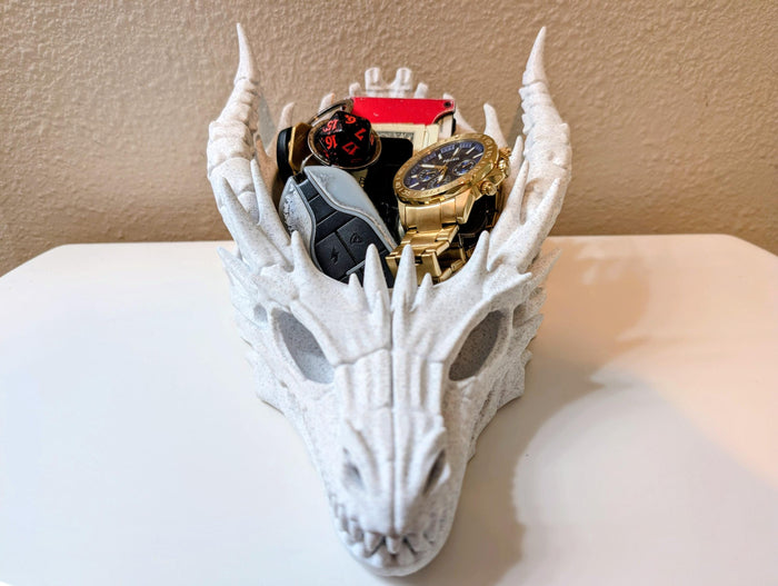 Dragon Skull Desk Organizer - Gothic Fantasy Home Decor & Accessory