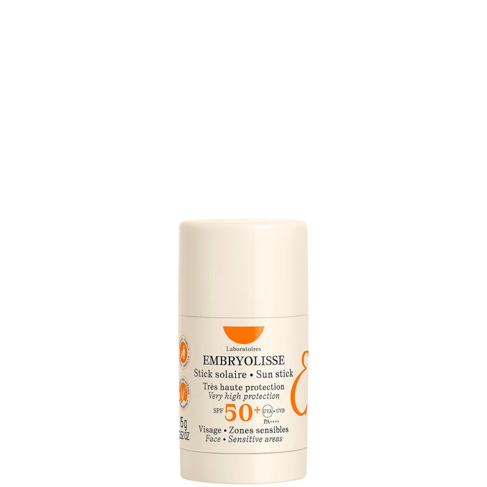 Embryolisse Waterproof Sun Stick SPF 50+ for sensitive skin, 15ml, showing the compact sunscreen with a twist-up design.