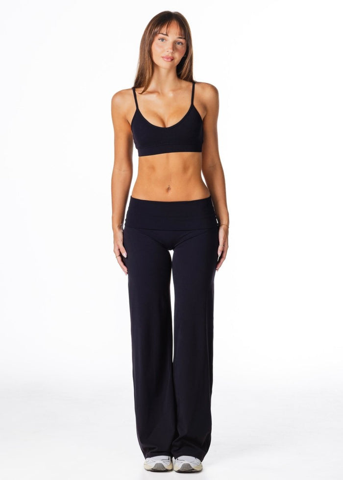 Fold Over 'Flow' Flares - Black - Kikiva Collection