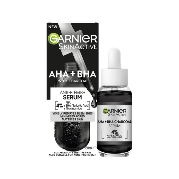 Garnier Skin Active 4% AHA+BHA Charcoal Anti-Blemish Serum 30ml