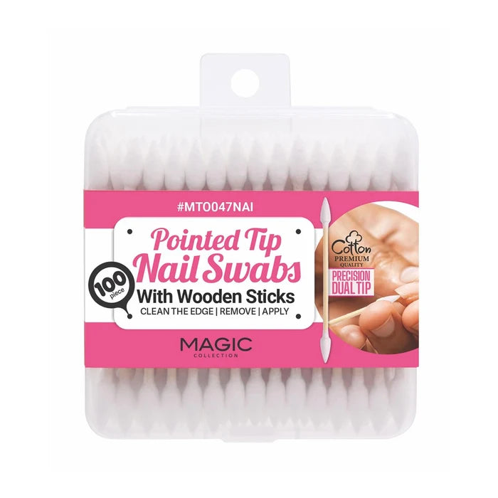 Magic - Pointed Tip Nail Swabs - 100 Count Precision Cotton Buds with Wooden Sticks