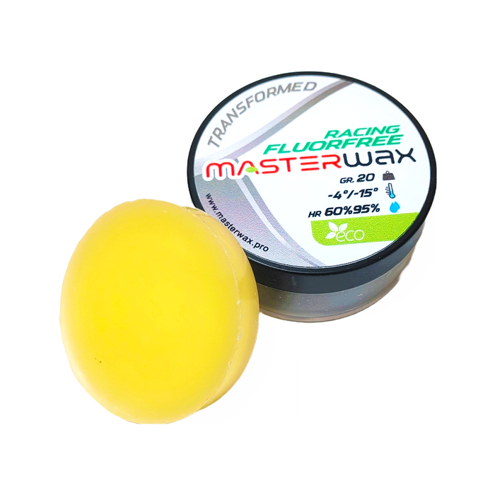 A product picture of the MasterWax RACING FLUORFREE Transformed Wool-Apply Wax (-4C/-15C) | 20g