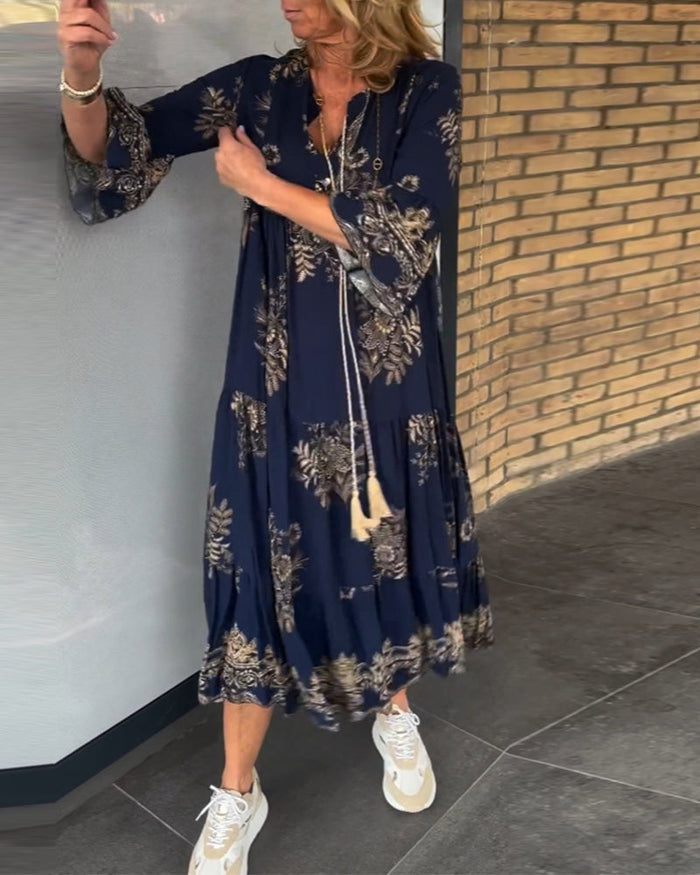 Meline - Robe Vintage Ample à Col V