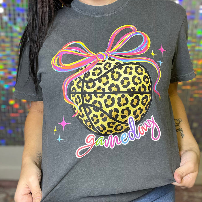 Neon Leopard Basketball Graphic Tee D-1052