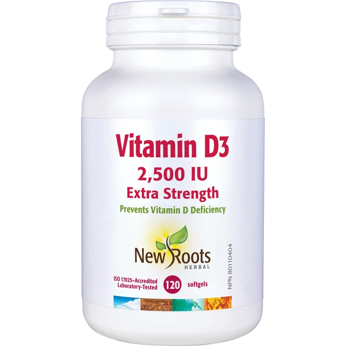 New Roots: Vitamin D3 2500IU Extra Strength Softgels