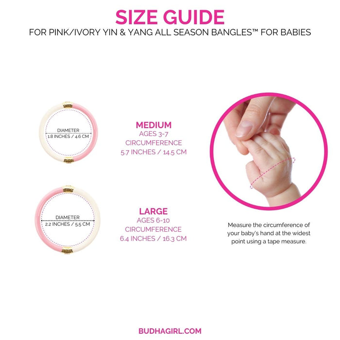 Pink and Ivory Baby Bangle Bracelet | Infant Jewelry | Size Guide By BuDhaGirl