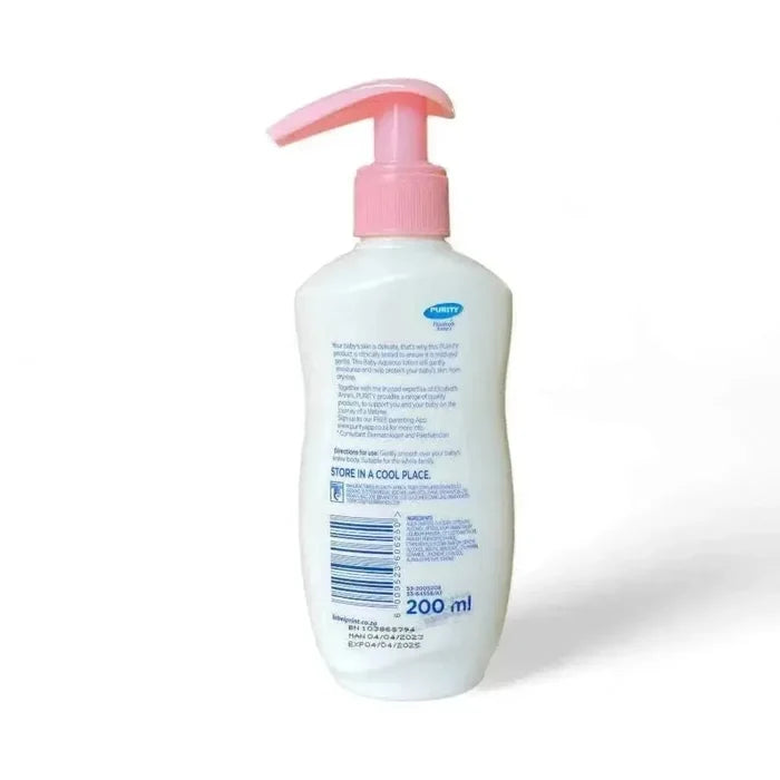 Purity Essentials Baby Aqueous Lotion 200ml moisturizing baby skin 48-hour hydration non-greasy formula safe for delicate skin