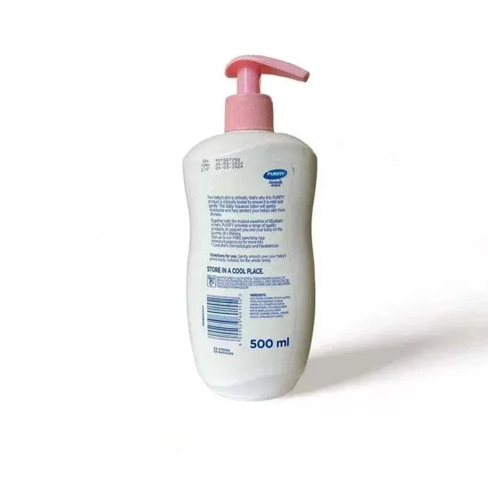 Purity Essentials Baby Aqueous Lotion 500ml moisturizing delicate baby skin with 48-hour hydration