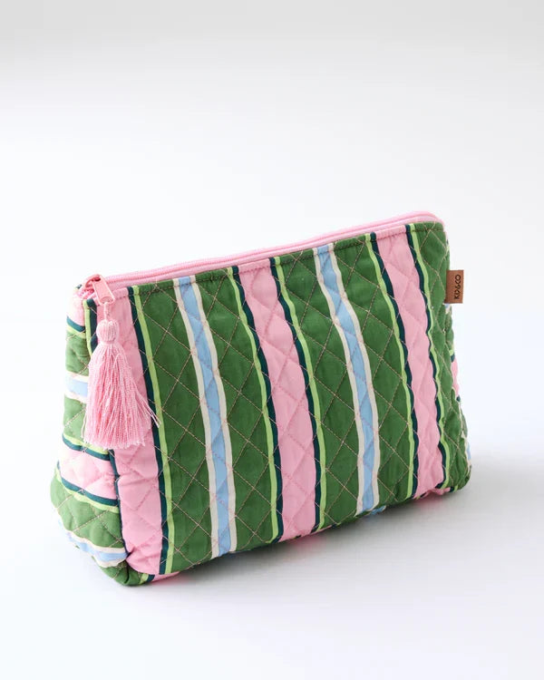 QUILTED COTTON TOILETRY PURSE in Cactus Stripe from the amazing range of Kip & Co products