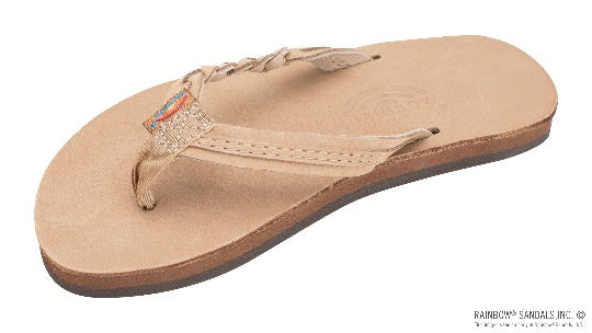 Rainbow Kids Flirty Braidy Leather Sandal — Sierra Brown, braided 1/2" strap, boys and girls sizes 2/3 to 11/12