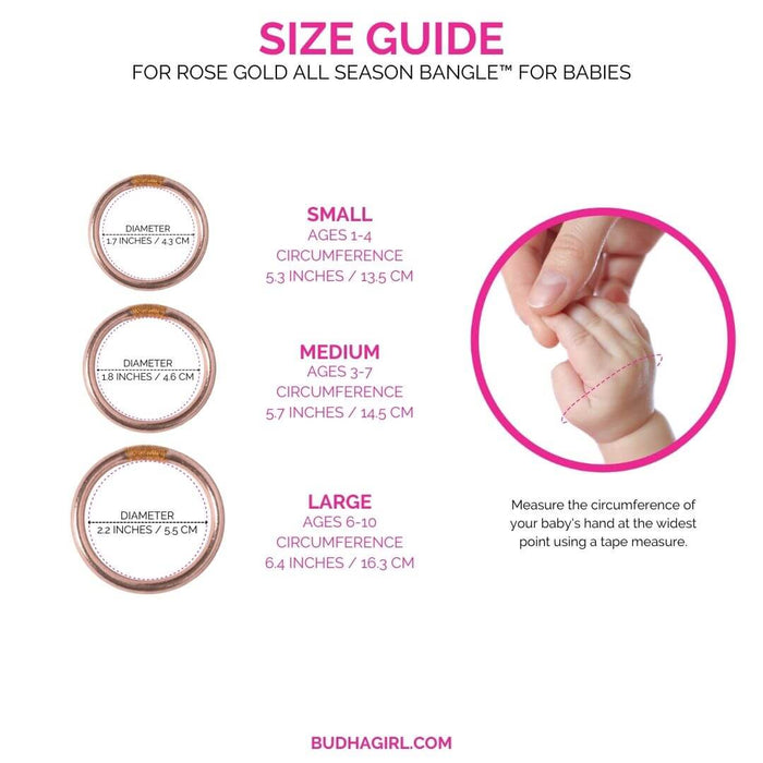 Rose Gold Baby Bangle Bracelet | Infant Jewelry | Size Guide by BuDhaGirl