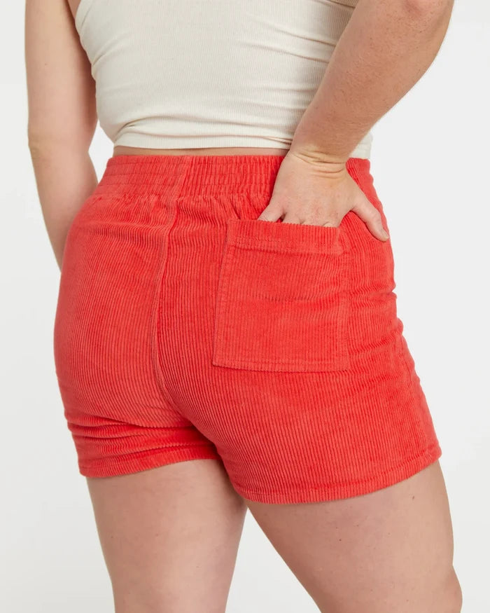 Women's Corduroy Solid Short Red