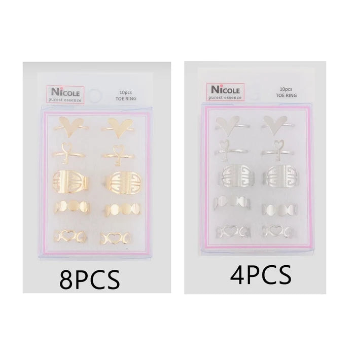 10-Piece Adjustable Toe Ring Set: Stackable Gold Foot Jewelry for Summer