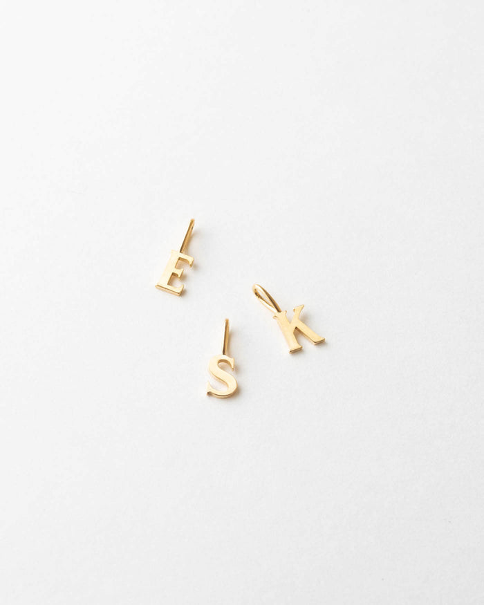 14k Serif Initial Pendant