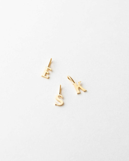14k Serif Initial Pendant