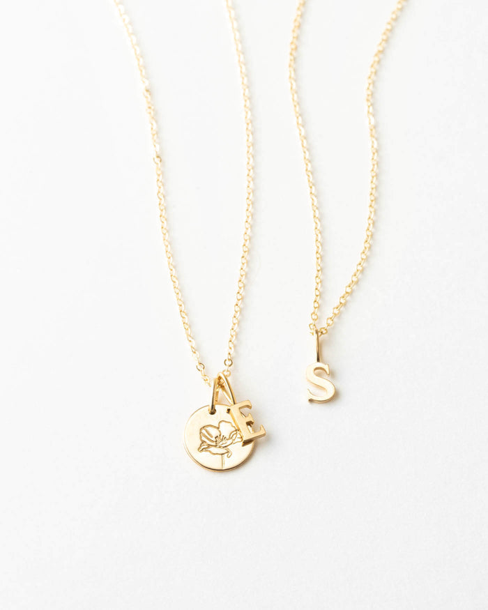 14k Serif Initial Pendant