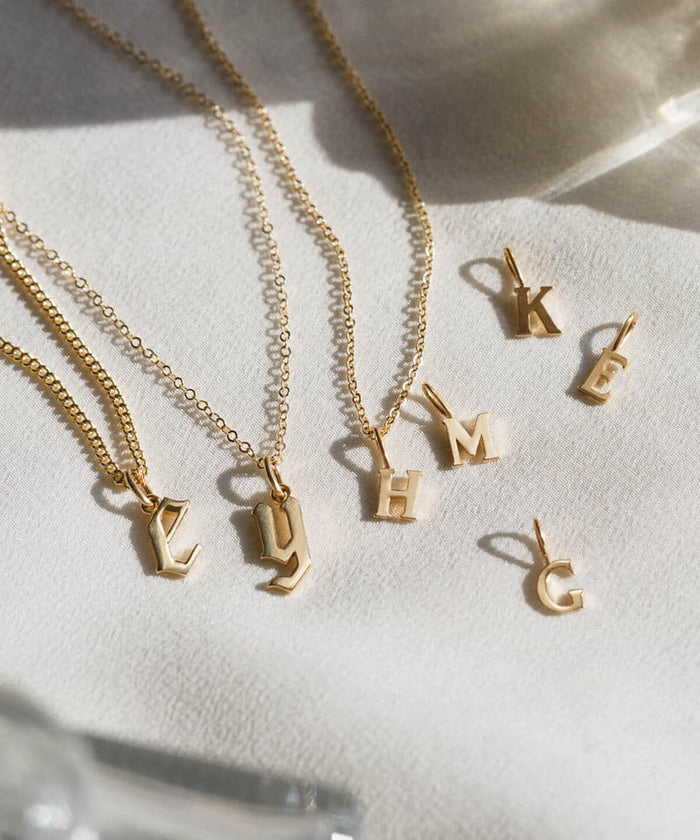 14k Serif Initial Pendant