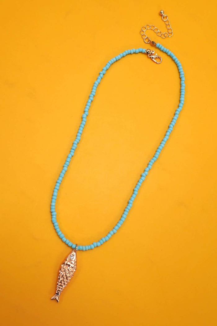 18K STAINLESS STEEL TARNISH FREE FISH NECKLACE | 40NK9537