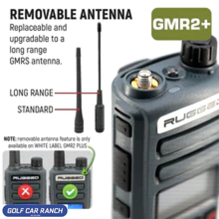 2 PACK - Rugged GMR2 PLUS GMRS and FRS Two Way Handheld Radios - Grey Handheld Radio