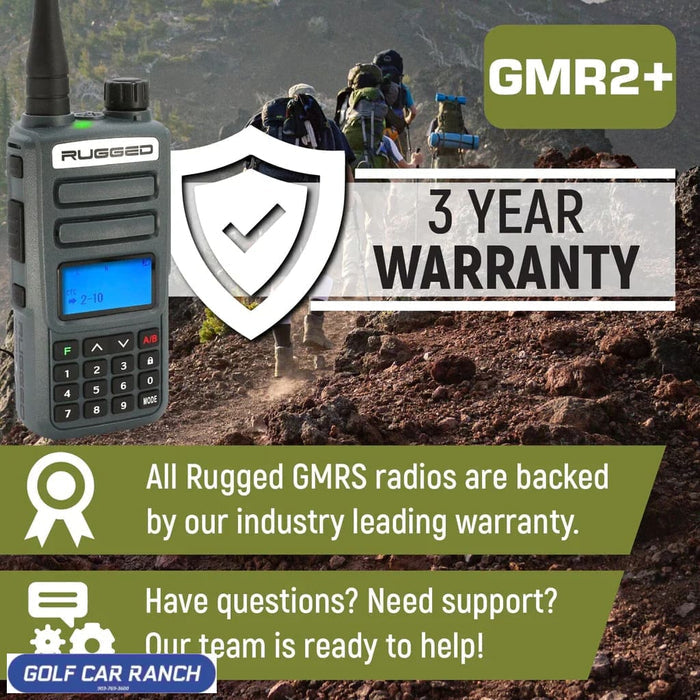 2 PACK - Rugged GMR2 PLUS GMRS and FRS Two Way Handheld Radios - Grey Handheld Radio