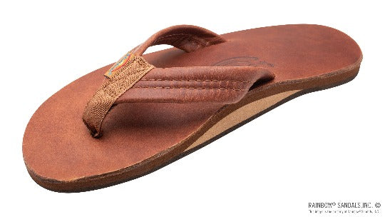 Rainbow Men's 301 Luxury Leather Flip Flop Sandal — Tahitian Tan, single layer arch support, full grain distressed leather