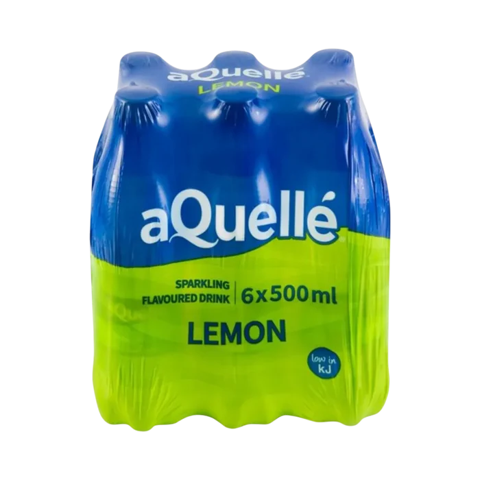 aQuellé Lemon Flavoured Sparkling Water 6 × 500ml multipack front view