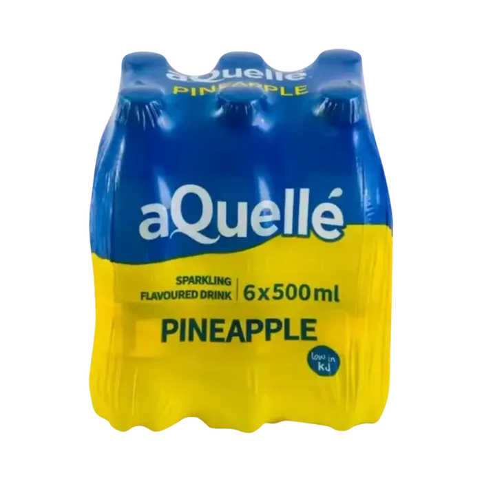 aQuellé Pineapple Flavoured Sparkling Water 6 × 500ml multipack front view