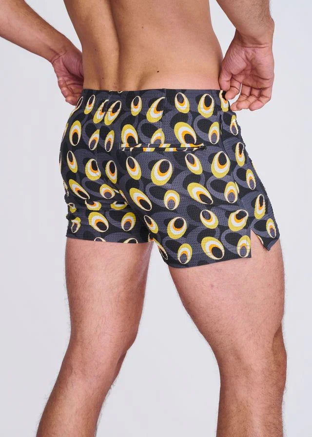 Army/Amber Discs Printed Seersucker Swim Shorts W/Mesh Lining PM-6018-52