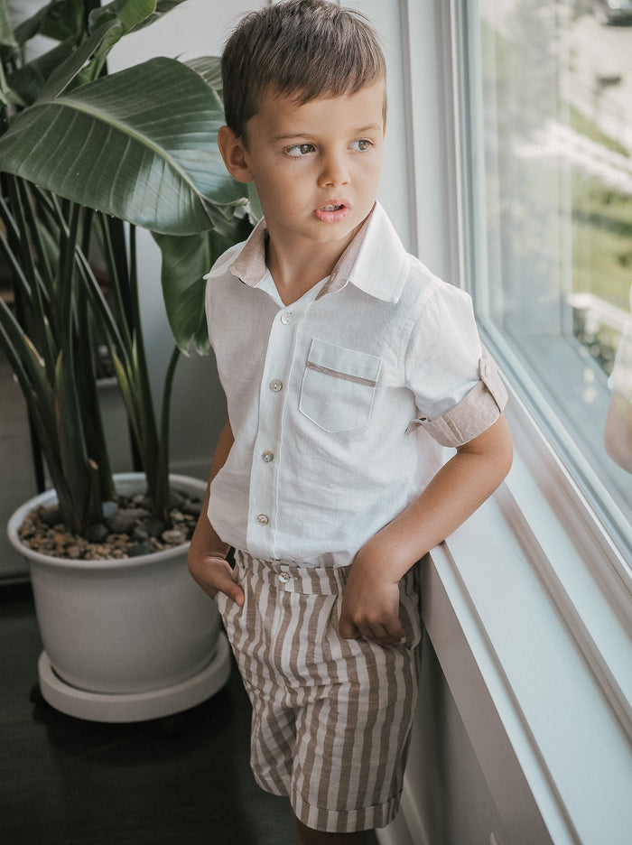 Ashton Striped Linen Shorts and Top Set - Petite Maison Kids