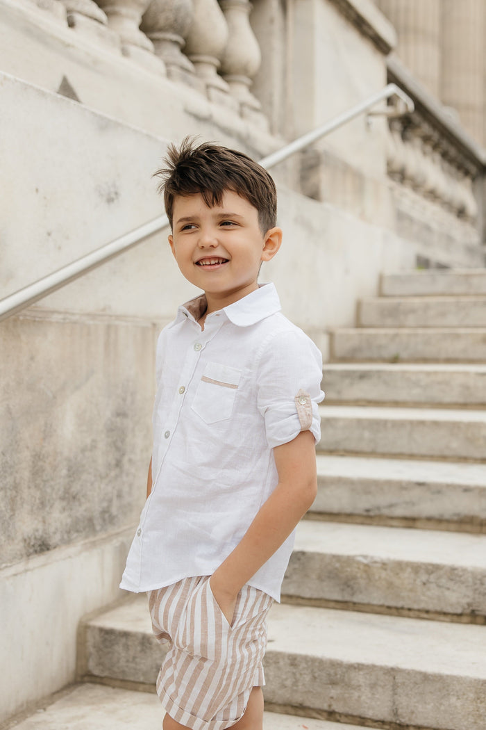 Ashton Linen Striped Shorts and Top Set - Petite Maison Kids