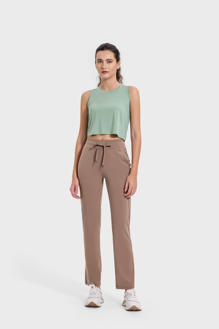 Back pleated sports vest tops