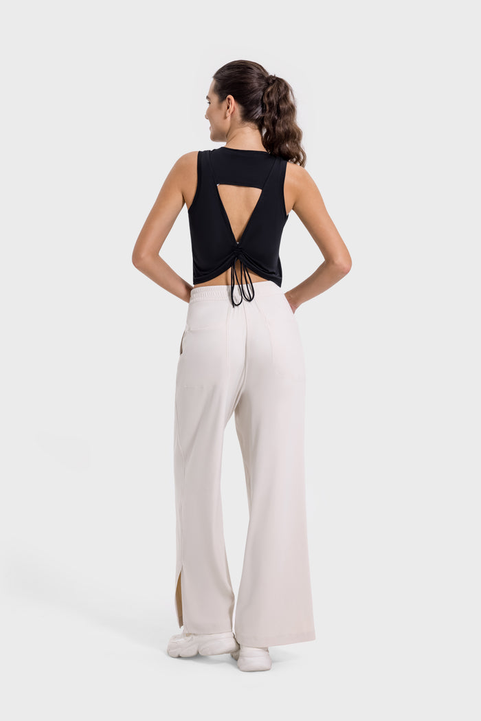 Back pleated sports vest tops