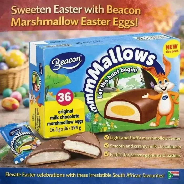 Beacon Marshmallow Easter Eggs with fluffy marshmallow center and milk chocolate coating for Easter celebrations