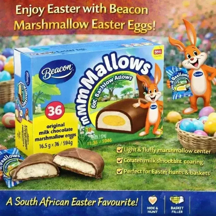 Beacon Marshmallow Easter Eggs with fluffy marshmallow center and creamy milk chocolate coating for Easter celebrations