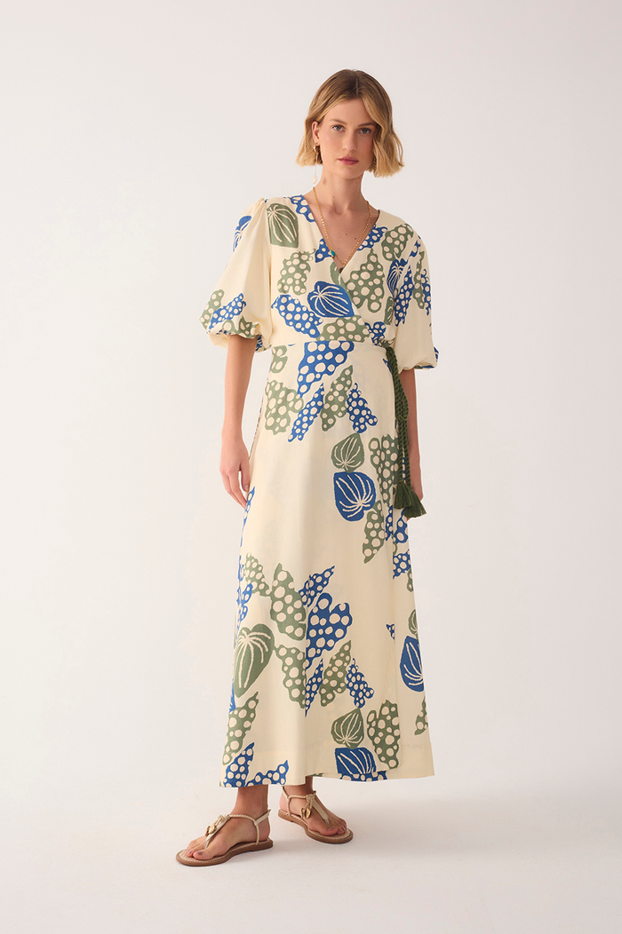 Beige Begonia V Neck Belted Maxi Dress_2