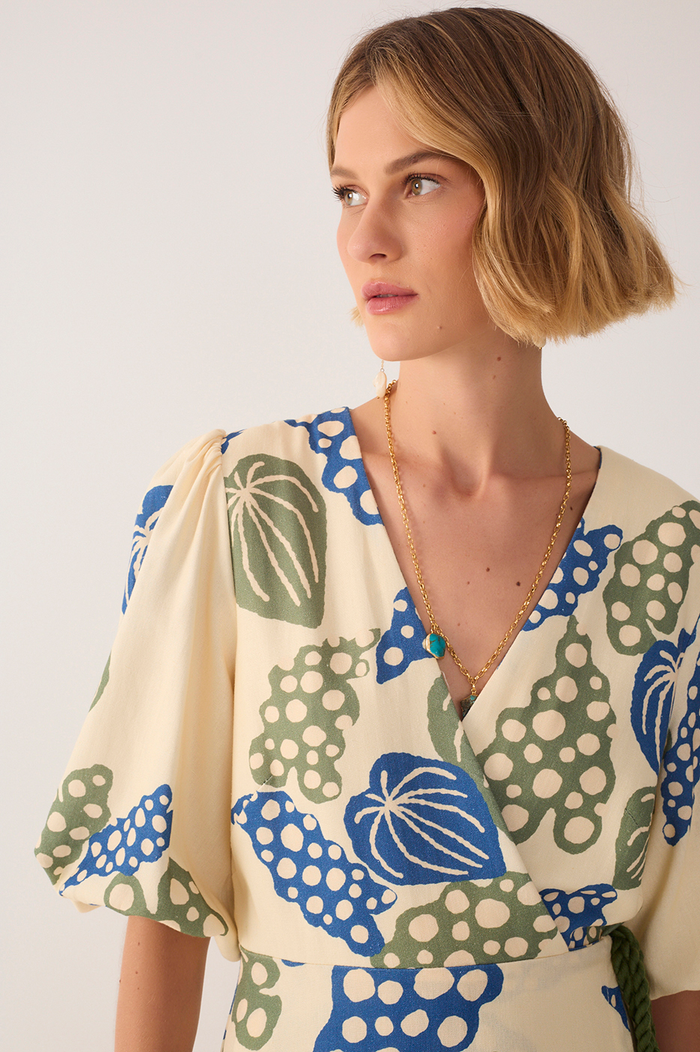 Beige Begonia V Neck Belted Maxi Dress_4