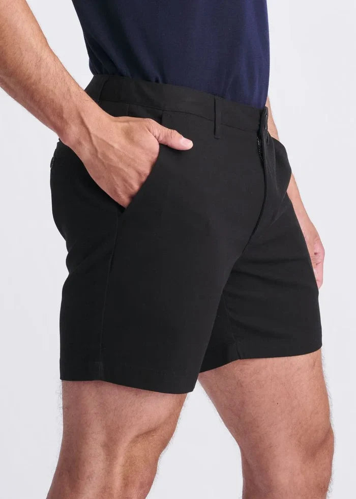 Black 6" Inseam Textured Stretch Woven Chino Shorts PM-2545