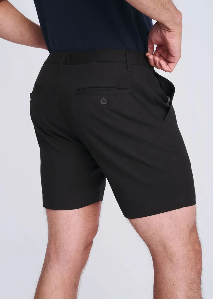 Black 6" Inseam Textured Stretch Woven Chino Shorts PM-2545