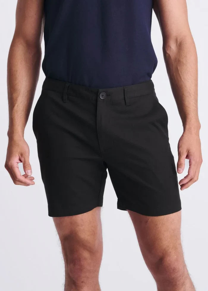 Black 6" Inseam Textured Stretch Woven Chino Shorts PM-2545