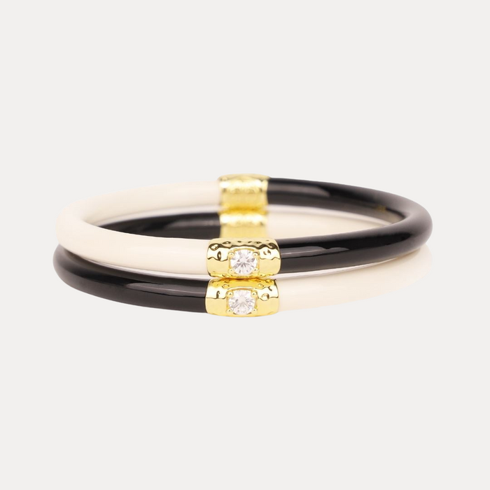 Black/Ivory Yin & Yang All Weather Bangles® (AWB®) | Bangle Bracelets for Women | BuDhaGirl