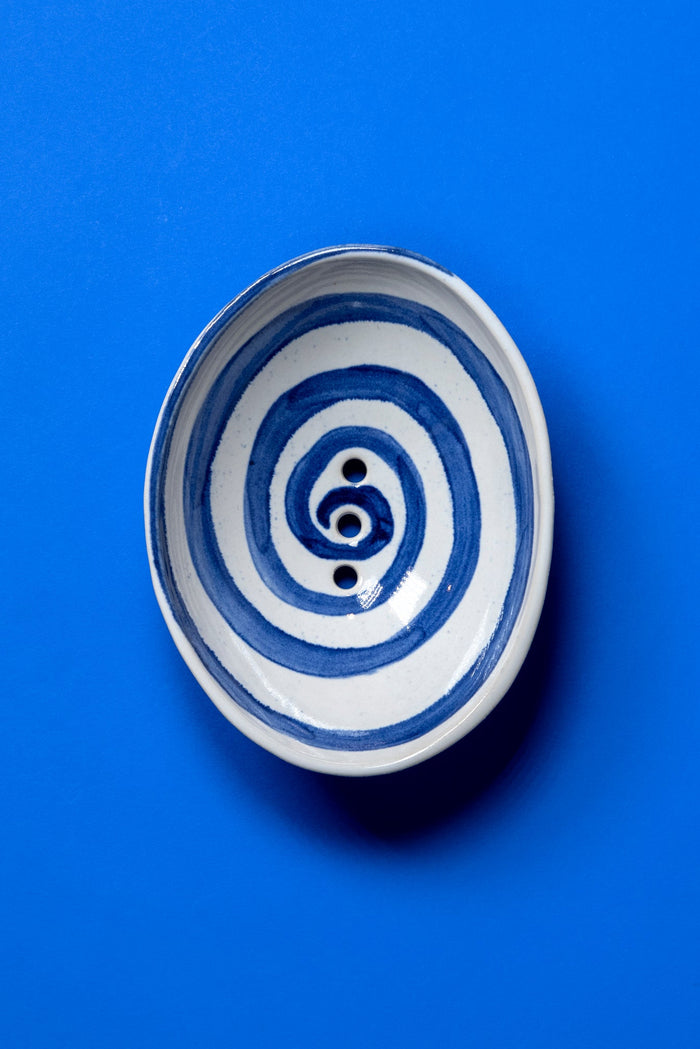 Blue Spiral Soap Dish