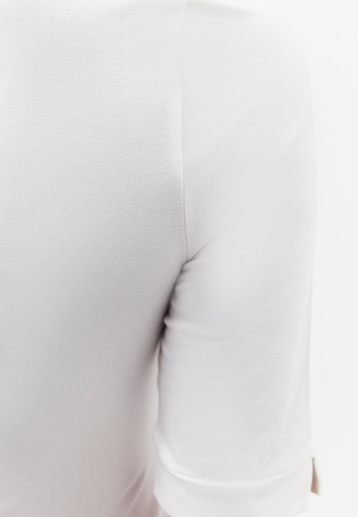 Boat Neck Half Sleeve Bodycon T-Shirt - ICE MILK
