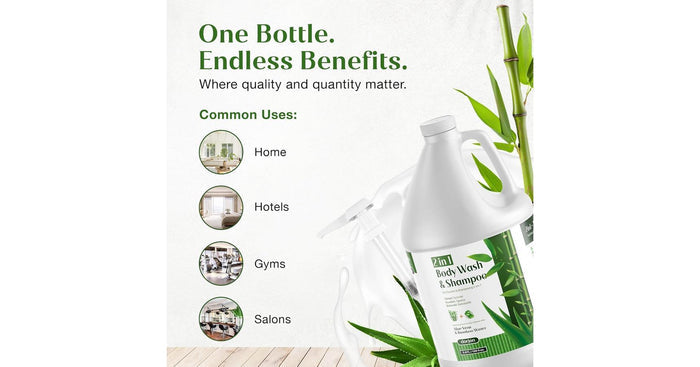 Body Wash and Shampoo with Aloe Vera and Bamboo Water (1 Gallon / 3.87L)