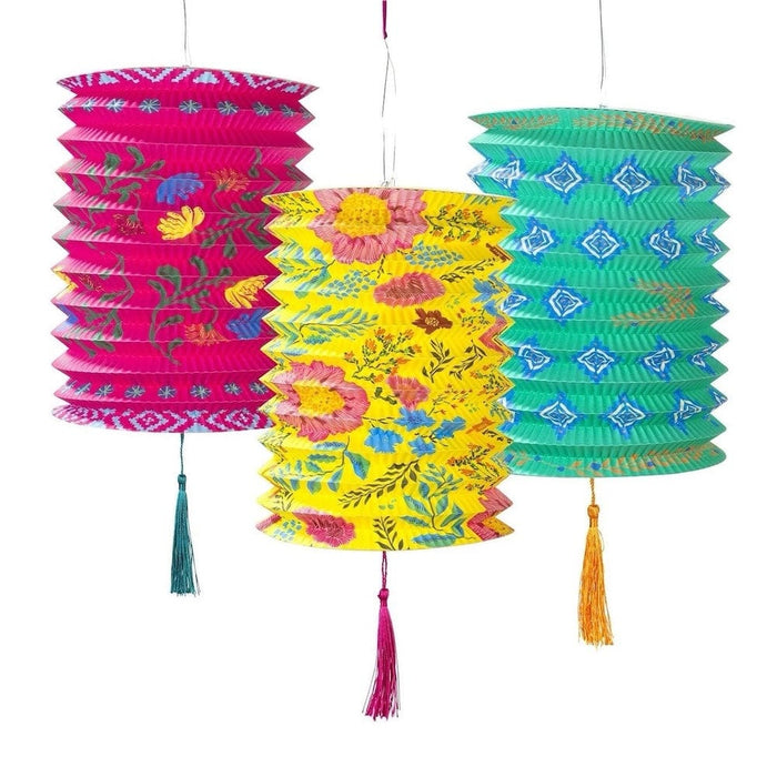 Boho Paper Lantern Decorations - 3 Pack