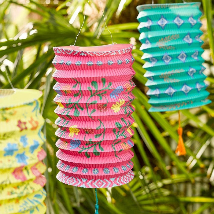Boho Paper Lantern Decorations - 3 Pack